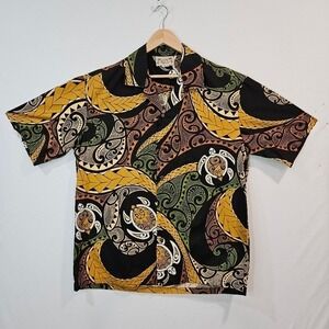 VTG Big Mens Hawaiian Button‎ Up Shirt XL Sea Turtle Tribal Print Luau Resort